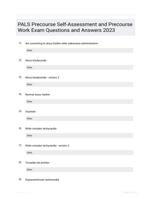 PALS Precourse Self-Assessment and Precourse Work Exam Questions and Answers 2023