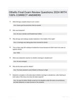 Othello Final Exam Review Questions 2024 WITH 100% CORRECT ANSWERS