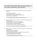 Bio 1400 (Exam Questions Correctly  Answered |100% VERIFIED) #3 Practice Questions with Answers