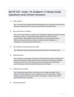 NUTR 331: Units 1-8 (midterm 1) Study Guide Questions and Correct Answers