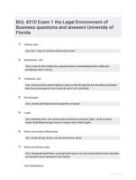 BUL 4310 Exam 1 the Legal Environment of Business questions and answers University of Florida