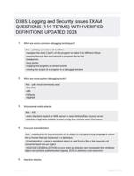 D385: Logging and Security Issues EXAM QUESTIONS (119 TERMS) WITH VERIFIED DEFINITIONS UPDATED 2024