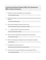 Commercial Real Estate (SAE) |36 Questions| With Correct Answers.