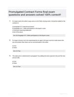 Promulgated Contract Forms final exam questions and answers solved 100% correct!!