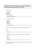 Asbestos Contract Supervisor Exam Questions And Answers Solved 100% Correct!!