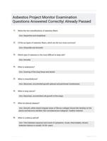 Asbestos Project Monitor Examination Questions  Answered Correctly| Already  Passed