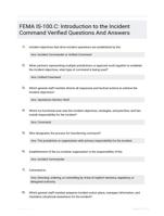 FEMA IS-100.C: Introduction to the Incident Command Verified Questions And Answers