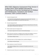 WGU D307 Objective Assessment Prep Version 2 (Latest 2023/ 2024 Update) Educational Psychology and Human Development of Children and Adolescents | Questions and Verified Answers| 100% Correct| Grade A