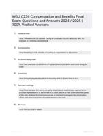 WGU C236 Compensation and Benefits Final Exam Questions and Answers 2024 / 2025 | 100% Verified Answers