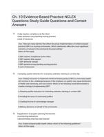 Ch. 10 Evidence-Based Practice NCLEX Questions Study Guide Questions and Correct Answers