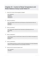 Chapter 25 - Control of Body Temperature and Water Balance Study Guide Rated A+