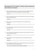 Management Principals 6 Study Guide Questions and Correct Answers