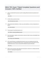 MHA 705 -Exam 7 Bank Complete Questions and Answers 100% Verified