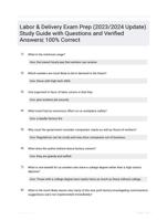 Labor & Delivery Exam Prep (2023/2024 Update) Study Guide with Questions and Verified Answers| 100% Correct 