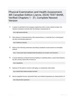 Physical Examination and Health Assessment, 4th Canadian Edition (Jarvis, 2024) TEST BANK, Verified Chapters 1 - 31, Complete Newest Version