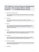 TEST BANK For Human Resources Management in Canada, 15th Canadian Edition, Verified Chapters 1 - 17, Complete Newest Version