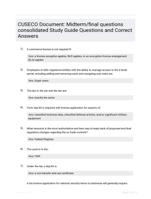 CUSECO Document: Midterm/final questions consolidated Study Guide Questions and Correct Answers