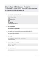 Ohio School of Phlebotomy Final (131 Questions) (2024/2025) Newest Questions and Answers (Verified Answers)