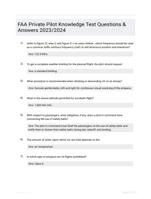 FAA Private Pilot Knowledge Test Questions & Answers 2023/2024