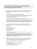 Principles in Community and Public Health Nursing Study Guide Rated A+