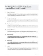 Psychology A Level (OCR) Study Guide Questions and Correct Answers