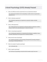 AS-level Psychology (OCR) Study Guide Questions and Correct Answers