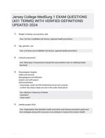 Jersey College MedSurg 1 EXAM QUESTIONS (431 TERMS) WITH VERIFIED DEFINITIONS UPDATED 2024