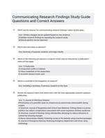 Communicating Research Findings Study Guide Questions and Correct Answers