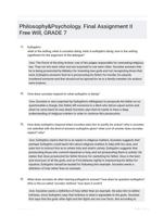 Philosophy&Psychology. Final Assignment II Free Will, GRADE 7