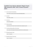 Certified Crop Advisor Western Region Exam. 388 Questions With 100% Correct Answers 2024.