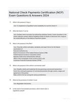 National Check Payments Certification (NCP) Exam Questions & Answers 2024