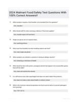  2024 Walmart Food/Safety Test Questions With 100% Correct Answers!!