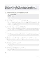 Oklahoma Board of Dentistry  Jurisprudence Exam Review Questions  with Verified Solutions