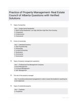 Practice of Property Management- Real Estate Council of Alberta Questions with  Verified Solutions