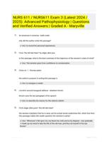 NURS 611 / NURS611 Exam 3 (Latest 2024 / 2025): Advanced Pathophysiology | Questions and Verified Answers | Graded A - Maryville