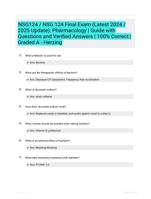 NSG124 / NSG 124 Final Exam (Latest 2024 / 2025 Update): Pharmacology | Guide with Questions and Verified Answers | 100% Correct | Graded A - Herzing