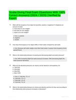 Scuba Diving Final Exam {Questions With 100% Correct Answers} (2024 / 2025) (Verified by Expert