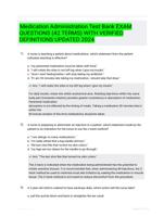 Medication Administration Test Bank EXAM QUESTIONS (42 TERMS) WITH VERIFIED DEFINITIONS UPDATED 2024