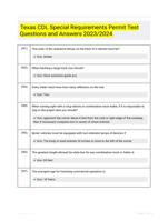 Texas CDL Special Requirements Permit Test Questions and Answers 2023/2024