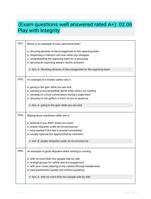 (Exam questions well answered rated A+): 02.06 Play with Integrity