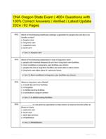 CNA Oregon State Exam | 400+ Questions with 100% Correct Answers | Verified | Latest Update 2024 | 92 Pages