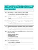 NICET Level 2 ITM of Water Based Systems | 155 Questions with 100% Correct Answers | Verified | Latest Update 2024