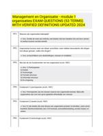 Management en Organisatie - module 1 organisaties EXAM QUESTIONS (53 TERMS) WITH VERIFIED DEFINITIONS UPDATED 2024