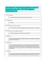 Test Bank For The Dental Hygienist's Guide To Nutritional Care, 5th - 2019 All Chapters - 9780323497275