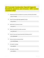 ACI Concrete Construction Special Inspector Standards Questions and Answers 100% Correct | Updated 2024