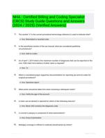 NHA - Certified Billing and Coding Specialist (CBCS) Study Guide Questions and Answers (2024 / 2025) (Verified Answers)