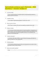 Semmelweis entrance exam Chemistry - 2023 Questions + Answers Graded A+