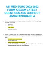 ATI MED SURG 2022-2023  FORM A EXAM LATEST  QUESTIONS AND CORRECT ANSWERS GRADED A+