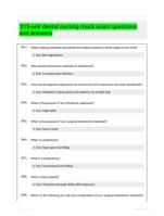 315-unit dental nursing mock exam questions and answers