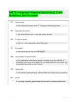 MTTC Integrated Science (Secondary) Exam Questions and Answers